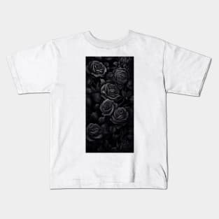 black roses pattern background Kids T-Shirt